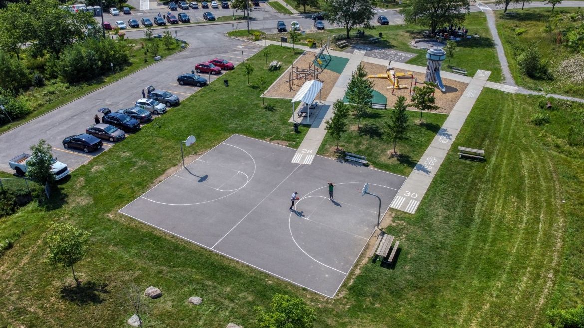 The basketball court and Play Zone from above.